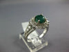 ESTATE WIDE 2.0CT DIAMOND & AAA EMERALD 14KT WHITE GOLD FLOWER ENGAGEMENT RING