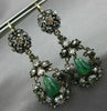 ANTIQUE LARGE 4.0CT DIAMOND & AAA EMERALD 14KT YELLOW GOLD & SILVER 3D EARRINGS