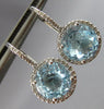 5.30CT DIAMOND & AAA BLUE TOPAZ 14KT WHITE GOLD HALO LEVERBACK HANGING EARRINGS