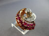 ANTIQUE LARGE 1.95CT DIAMOND & AAA RUBY 14KT ROSE GOLD CLASSIC FUN RING #27945
