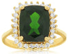 LARGE 4.80CT DIAMOND & AAA RUSSALITE 14KT YELLOW GOLD CUSHION & ROUND FUN RING