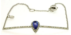 .36CT DIAMOND & AAA TANZANITE 14K WHITE GOLD 3D PEAR SHAPE & ROUND HALO BRACELET