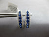 ESTATE LARGE 1.94CT DIAMOND & AAA SAPPHIRE 18KT WHITE GOLD OVAL HOOP HANGING EARRINGS