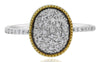 .25CT DIAMOND 14KT 2 TONE GOLD 3D PAVE CLUSTER TEAR DROP FILIGREE OVAL FUN RING