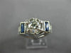 ANTIQUE LARGE 1.15CT DIAMOND SAPPHIRE 18K WHITE GOLD FILIGREE HEXAGON RING 25640