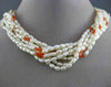 ESTATE LONG 14K YELLOW GOLD & SILVER AAA CORAL & FRESHWATER PEARL NECKLACE 25364
