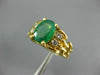 ESTATE 1.77CT DIAMOND & AAA EMERALD 14K YELLOW GOLD OVAL & ROUND ENGAGEMENT RING