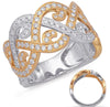 WIDE .90CT DIAMOND 14KT WHITE & ROSE GOLD 3D MULTI ROW INFINITY CROWN FUN RING