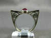 ANTIQUE LARGE 2CT DIAMOND & AAA RUBY 14KT WHITE GOLD FILIGREE OVAL BOW TIE RING