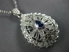 ESTATE LARGE 1.32CT DIAMOND & AAA SAPPHIRE 14KT WHITE GOLD 3D TEAR DROP PENDANT