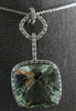 EXTRA LARGE 12.64CT DIAMOND & AAA GREEN AMETHYST 14K WHITE GOLD FLOATING PENDANT