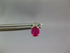ESTATE .80CT DIAMOND & AAA RUBY 14KT WHITE GOLD 3D OVAL & ROUND STUD EARRINGS