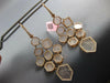ESTATE 2.25CT DIAMOND & PINK QUARTZ 14K ROSE GOLD MULTI HEXAGON HANGING EARRINGS
