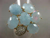 ESTATE LARGE 10.25CT DIAMOND & AAA BLUE QUARTZ 14KT YELLOW GOLD 3D FLOWER RING