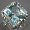 LARGE 10.21CT DIAMOND & AAA AQUAMARINE 14KT WHITE GOLD 3D SQUARE ENGAGEMENT RING
