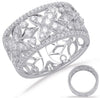 WIDE 1.03CT DIAMOND 14KT WHITE GOLD 3D MULTI FLOWER OPEN FILIGREE FUN LOVE RING