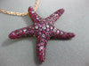 ESTATE LARGE 2.97CT AAA RUBY & PINK SAPPHIRE 18K ROSE GOLD STAR FISH FUN PENDANT