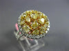 GIA LARGE 2.87CT WHITE & FANCY YELLOW DIAMOND 18KT TWO TONE GOLD 3D CLUSTER RING