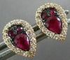 ESTATE .57CT DIAMOND & AAA RUBY 14KT ROSE GOLD CLASSIC PEAR HALO STUD EARRINGS