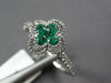 .43CT DIAMOND & AAA EMERALD 18KT WHITE GOLD ROUND 4 LEAF CLOVER FLOWER LOVE RING