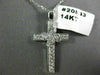 ANTIQUE .26CT ROUND DIAMOND 14KT WHITE GOLD CLASSIC FLORAL CROSS PENDANT #20833