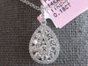 LARGE .77CT DIAMOND 14KT WHITE GOLD ROUND CLUSTER TEAR DROP FUN FLOATING PENDANT