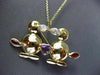 ANTIQUE LARGE 1.50CT AAA MULTI GEM 18KT YELLOW GOLD LOVE DUCK BROOCH CUTE #20178