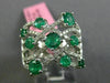 ESTATE 1.66CT DIAMOND & AAA EMERALD 18KT WHITE GOLD MULTI ROW CRISS CROSS RING