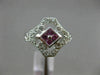 WIDE .51CT DIAMOND & AAA PINK SAPPHIRE 14K WHITE GOLD OPEN FILIGREE HEXAGON RING