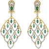 3.3CT DIAMOND & AAA EMERALD 18K YELLOW GOLD ROUND & MARQUISE CHANDELIER EARRINGS