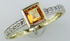 ESTATE .49CT DIAMOND & AAA CITRINE 14KT YELLOW GOLD PRINCESS & ROUND BEZEL RING