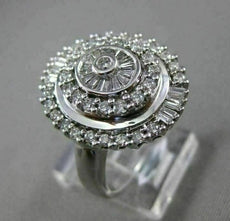 ESTATE LARGE 1.26CT DIAMOND 14KT WHITE GOLD 3D ETOILE OVAL DOUBLE HALO LOVE RING