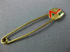 ESTATE RED & GREEN ENAMEL 14KT YELLOW GOLD CHRISTMAS HOUSE SAFETY PIN #MILANO31
