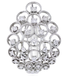 ESTATE EXTRA LARGE .60CT DIAMOND 18K WHITE GOLD FILIGREE MULTI CIRCULAR FUN RING