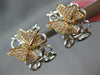 LARGE .67CT DIAMOND 18K WHITE & ROSE GOLD BUTTERFLY BOW CLIP ON HANGING EARRINGS
