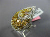 ESTATE LARGE 2.23CT WHITE & FANCY YELLOW DIAMOND 18KT WHITE GOLD PEAR SHAPE RING