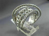 ESTATE LARGE 1.12CT DIAMOND 18KT WHITE GOLD MULTI ROW CRISS CROSS OPEN FUN RING