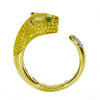 LARGE .60CT WHITE & FANCY YELLOW & AAA EMERALD DIAMOND 18KT YELLOW GOLD FUN RING