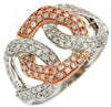 WIDE .77CT DIAMOND 14KT WHITE & ROSE GOLD 3D CLASSIC ROUND LOVE KNOT FUN RING