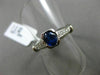ESTATE .89CT DIAMOND & AAA SAPPHIRE 14K WHITE GOLD 3D SEMI BEZEL ENGAGEMENT RING