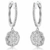 ESTATE .72CT DIAMOND 14KT WHITE GOLD 3D FLOWER HUGGIE HANGING EARRINGS