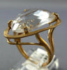 LARGE 12.01CT DIAMOND & AAA WHITE QUARTZ 14KT ROSE GOLD TRILLION SOLITAIRE RING