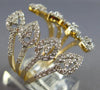 ESTATE LARGE 1.19CT DIAMOND 14KT YELLOW GOLD 3D MULTI LEAF TENSION FLOWER RING