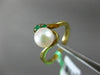 ESTATE .05CT AAA EMERALD & SOUTH SEA PEARL 14KT YELLOW GOLD 3D ANNIVERSARY RING
