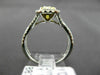 ESTATE 1.65CT GIA FANCY YELLOW DIAMOND 18K TWO TONE GOLD 3D HALO ENGAGEMENT RING