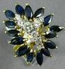 ESTATE LARGE 3.40CT DIAMOND & AAA SAPPHIRE 14K 2 TONE GOLD 3D FLOWER RING 20815