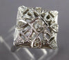 ANTQIUE LARGE .20CT OLD MINE DIAMOND 14KT WHITE GOLD 3D GEOMETRICAL RING #27360