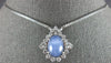 LARGE & LONG 12.10CT DIAMOND & AAA BLUE STAR SAPPHIRE 14K WHITE GOLD 3D NECKLACE