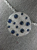 LARGE .94CT DIAMOND & AAA SAPPHIRE 18KT WHITE GOLD CIRCULAR PAVE ETOILE PENDANT