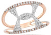 ESTATE .38CT DIAMOND 14KT ROSE GOLD CLASSIC ROUND CRISS CROSS LOVE KNOT FUN RING